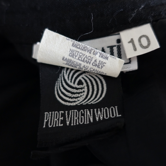 Wool Rallinati Black Wide Pleated Palazzo Pants - Picture 11 of 12